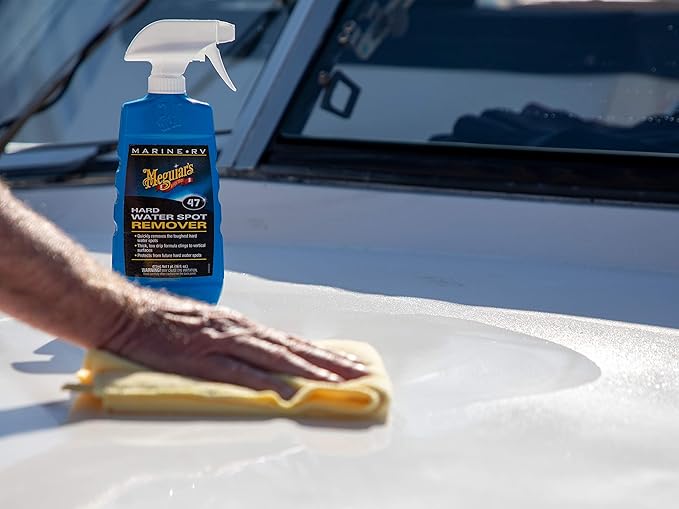 Meguiar's M4716 Marine/RV Hard Water Spot Remover - Effective Marine Hard Water Spot Remover for Boats, RVs, Removes Mineral Deposits, Ideal Boat Water Spot Remover for Marine Enthusiasts