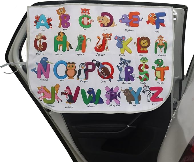 Car Window Shades for Side Windows Baby and Kids,Car Back Window Sun Shade Covers,Strong Magnetic Sunshades Curtains for Truck,27.5" x 19.5" (Animal Alphabet)