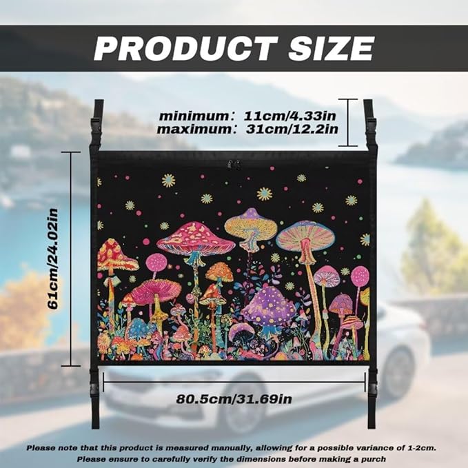 Car Roof Storage Bag Colorful Mushroom Print Hanging Car Storage Bag Multi-Purpose Car Bag Storage Box Organizer Pouch Pocket One-Size-Fits Car Travel Accessories