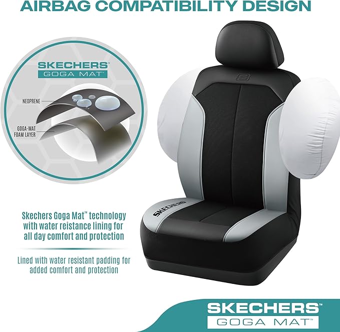 Skechers Car Seat Covers,GOGA Mat Oxford Cloth Seat Covers,Waterproof Car Seat Covers Full Sets,Automotive Universal Fit Seat Cover for Most Cars, Suvs, Trucks,Gray