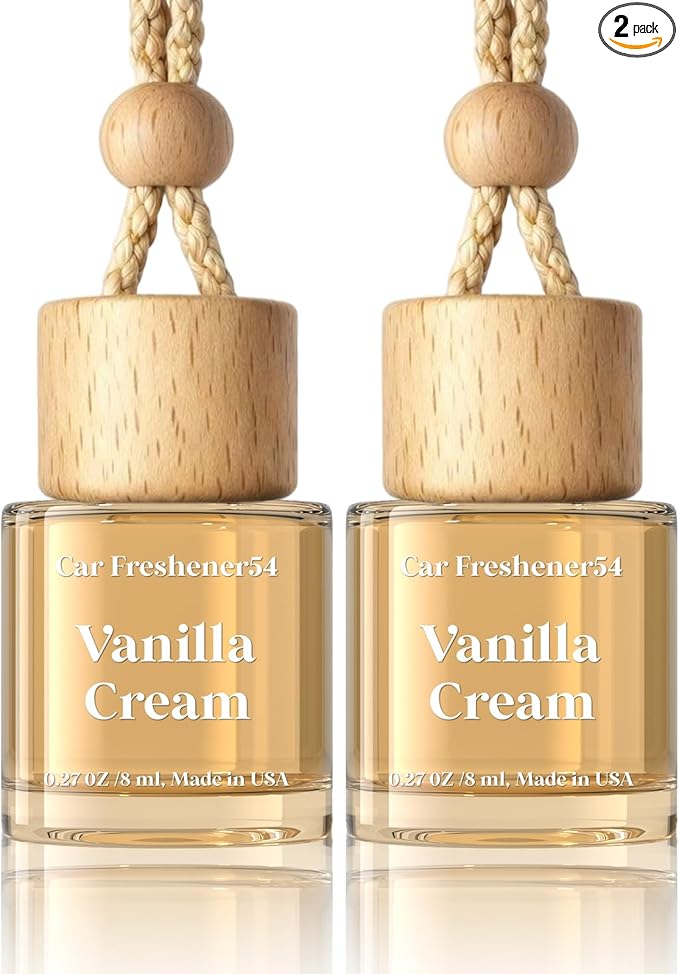 HoogaLife Car Air Freshener Diffuser 2 Pack Hanging Air Freshener Diffuser - Vanilla Cream Fragrance Oil Air D iffuser for Car, 45+ days Long Lasting Fragrance Made in USA C ar Air Fresheners