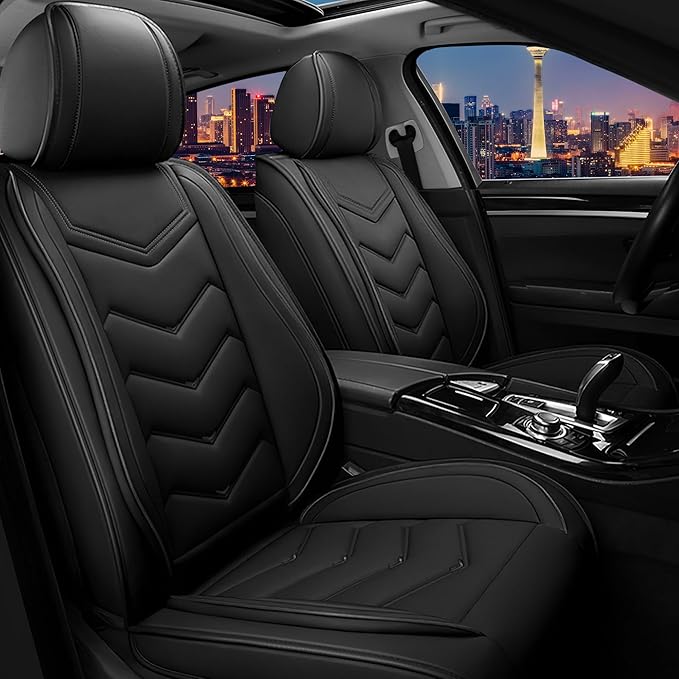 CTDS Car Seat Covers for Honda Civic 2000-2026, Stylish Sport Seat Cover, Premium Nappa Leather Car Seat Cover. Automobile Seat Covers Sets.(Standard 2 Seats/Pure Black)