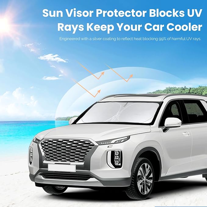 Sunshade for Jeep Compass 2017-2024 2025 Windshield Sun Shade, Custom fit Compass Front Windows Shade Cover Foldable Shield 240T Silver Sun Visor Blocks UV Rays Keep Car Cooler Accessories