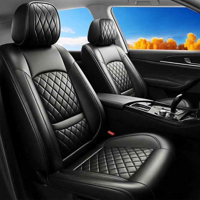Fit TSX Car Seat Covers for Acura TSX 2003-2014 - Premium Leather, Waterproof, All-Weather, Airbag Compatible, Anti-Slip, Breathable, Easy Install, Seat Protectors, Full Set, Black