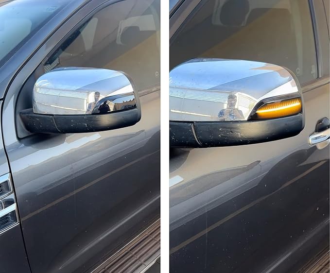 iJDMTOY Semi-Clear Lens Amber LED Dynamic Sequential Blink Side Mirror Turn Signal Light Assembly Kit Compatible With Ford 2019-2023 Ranger Lariat Chrome Housing ONLY
