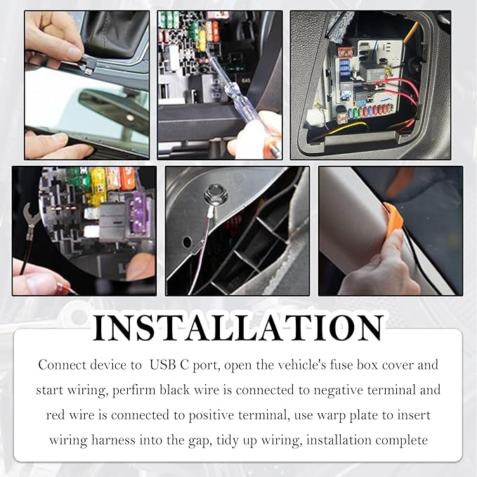 9.68Ft Type C Dash Cam Hardwire Kit 12-30V to 5V,Hardwire Kit for Dash Camera Includes 5A Blade Fuse/Fuse Tap/Power Cable/Tool,Dashcam Hardwires Kits USB C with Low Voltage Protection