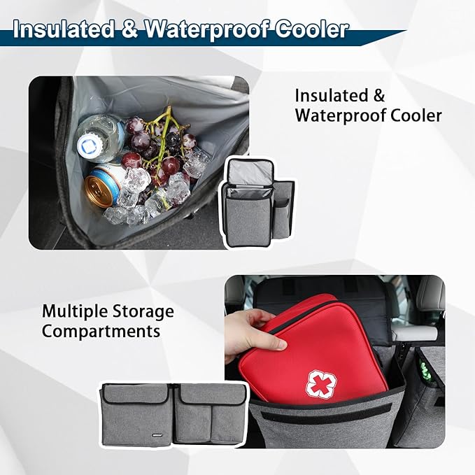 Deluxe Trunk and Backseat Organizer for Medium or large size SUVs & RVs, Detachable Storage Modules with Built-in Cooler, Patent Pending