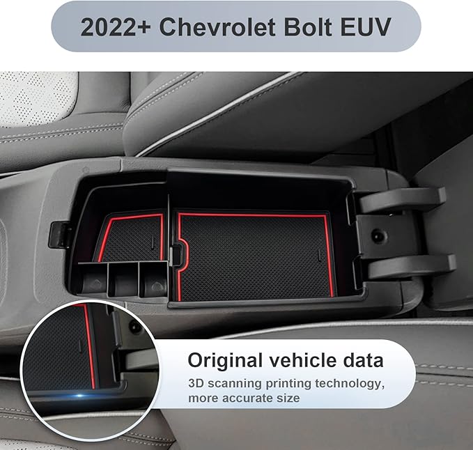 SKTU 2022 2023 Chevy Bolt EUV Center Console Organizer 2023 Chevy Bolt EUV LT/Premier Insert ABS Black Materials Tray 2023 Chevy Bolt EUV Accessories with Coin Holder (Red)