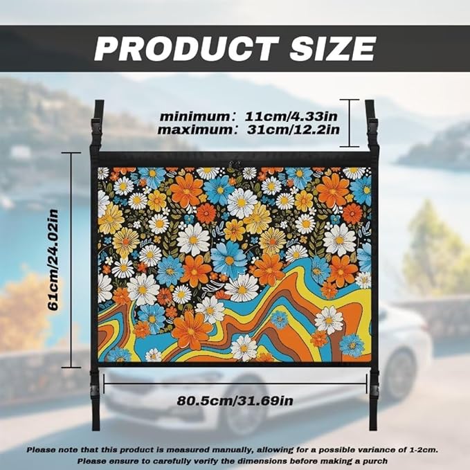 Flower Rainbow Car Roof Storage Bag Car Storage Bag Organizer Premium Car Seat Organizer Can Hold Mobile Phone, Wallet, Glasses