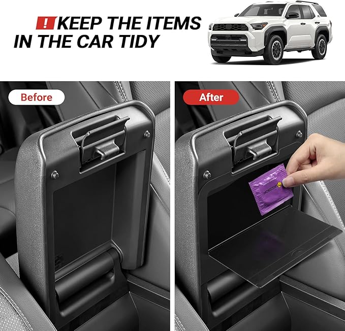 Hellet 2PCS Center Console Organizer Compatible with Toyota 2025 2026 4Runner Interior Accessories Storage Box Organizer Tray Hidden Storage Box