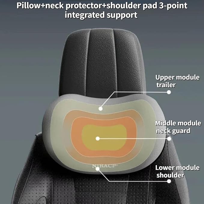 Ergonomic Car Seat Headrest & Lumbar Cushion, Ergonomic Car Seat Headrest Neck Rest Cushion Lumbar Support Pillow (Blue)