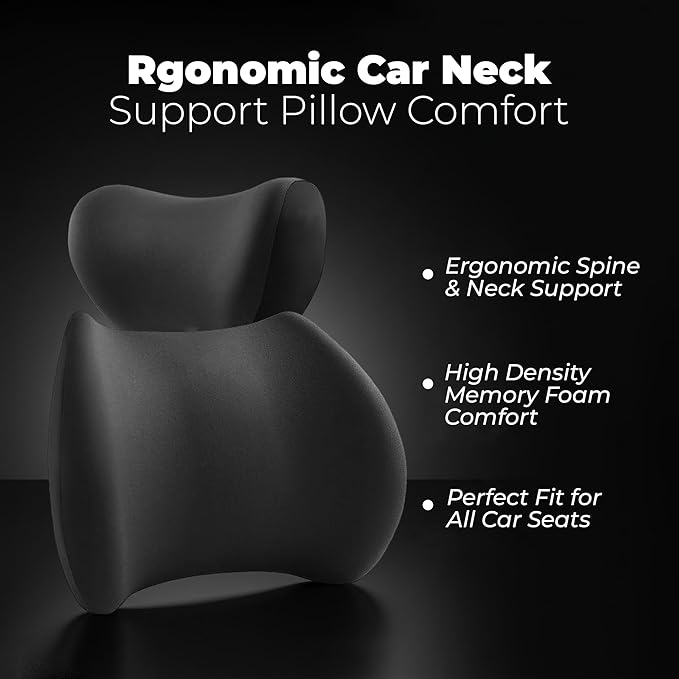 Nazarian Memory Foam Car Seat Cushion for Back Pain & Lumbar Support Pillow – Ergonomic Back Pillow for Car - Comfortable Car Pillow for Driving - Lumbar Pillow for Car - Car Seat Cushion