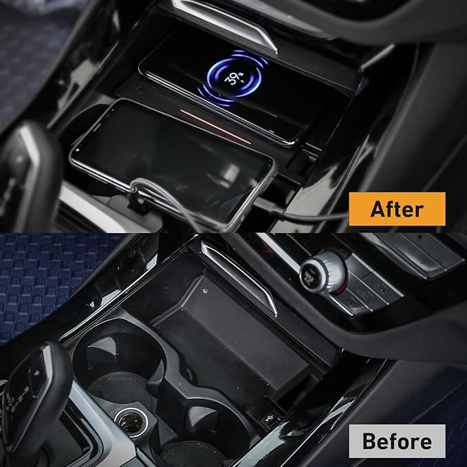 BMW X3/X4 Wireless Charge Custom-Compatible with BMW X3 2018-2024 and BMW X4 2019-2025, 15W Wireless Charger Pad Mat for BMW X3/X4, with QC 3.0 USB Fast Charging Port