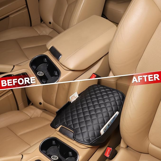 TOYCIDFG Car Armrest Cover Compatible with Porsche Cayenne 2011-2017, Center Console Box Cover Pad Waterproof Cushion