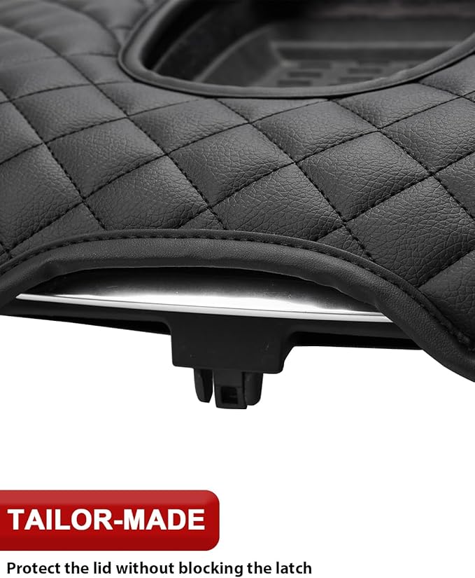 KBH Center Console Armrest Cover for 2015-2020 Cadillac Escalade, Vinyl Leather Trim, Middle Console Cushion Protector, Anti-Scratch, Black
