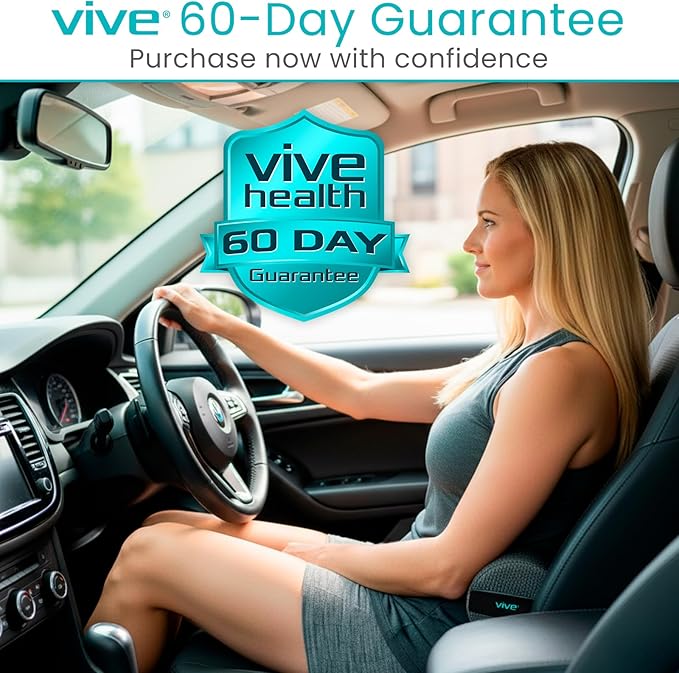 Vive Lumbar Roll Pillow for Lower Back Pain - Low Back Support Cushion for Office Chair, Car, Driving, Desk Computer - Ergonomic Portable Cervical Bolster for Thoracic Low Rest Posture Corrector(Soft)
