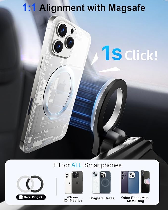 pop-tech Magnetic Car Mount for Toyota RAV4 2019 2020 2021 2022 2023 2024 2025 : for MagSafe Strong Magnets RAV 4 Cell Phone Holder 7/8-Inch Touch Screen Cradles for iPhone Samsung
