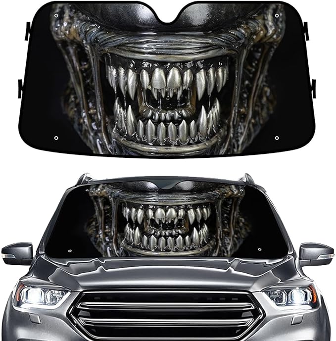GENANY Horror Alien Windshield Sun Shade for Car SUV Truck (55x30 Inches), Front Window Visor for Windows, Protector Blocks UV