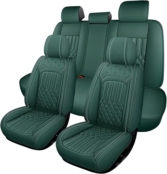 Car Seat Covers for Genesis GV70 2022-2025 2026, Full Set Premium Nappa Leather Waterproof Breathable Anti-Slip Airbag Compatible Car Seats Protector, Soft Car Interior Seats Cover (Green)