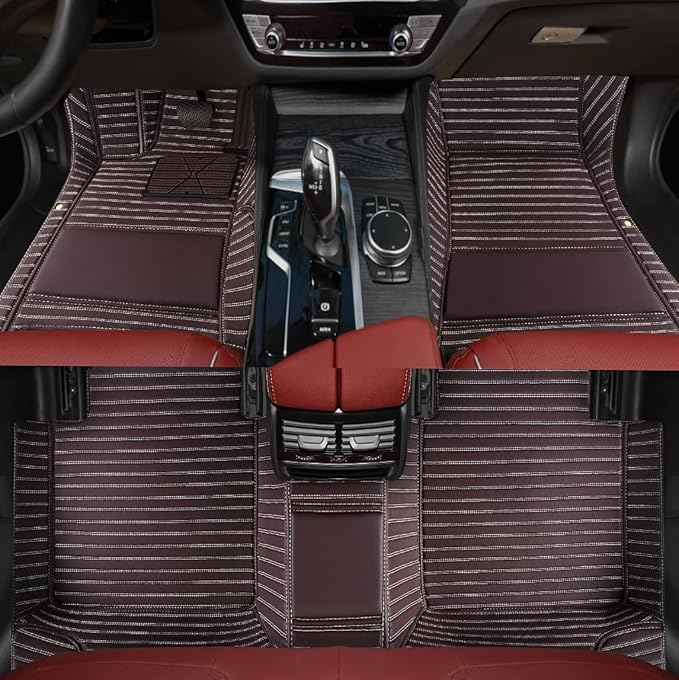 Custom Personalized Floor Mats for Cars，Luxury Full Coverage All Weather Car Floor Mats，Anti-Slip Leather Car Mat Set ，Custom Floor Mats for 99% of Cars, Trucks & SUVs (Streak Brown)