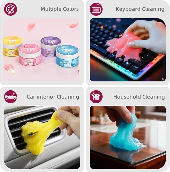 Car Cleaning Gel Reusable 5pack - Dust Cleaning Putty Keyboard Slime for Car Interior Air Vent Cleaner Gel, Auto Cleanings Gadgets Accessories,Christmas stocking stuffers for Men Women,560gg
