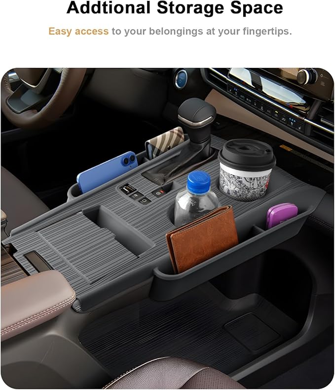 2026 Sienna Center Console Organizer - For 2021-2025 2026 Toyota Sienna Silicone Center Console Cover Organizer - For 2021-2026 Sienna(XLE/XSE/Limited/Platinum/Woodland Edition) Accessories(Grey)