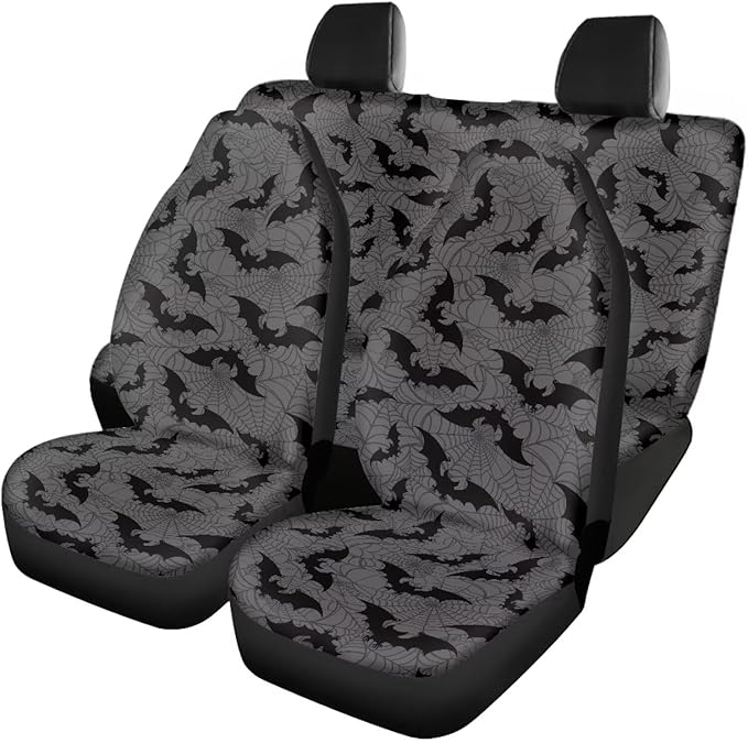 KEIAHUAN Black Bats Halloween Car Seat Covers for Men Front Seat Rear Backrest Cover Universal Car Interior Accessories Decoration Fit Most Vehicle Truck,SUV