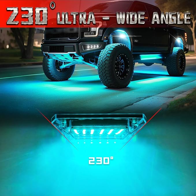20 Pods RGB LED Rock Lights for Trucks Offroad Pickup Trailer Sedan SUV Cars, Waterproof Multicolor Neon Underglow Kit with Bluetooth APP/RF Remote, Vehicle Accent Underbody Light Underneath 12V