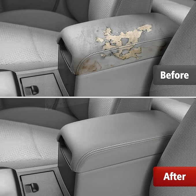 KBH Center Console Armrest Cover Replacement for Toyota Camry 2012 2013 2014 2015 2016 2017, Vinyl Leather, Car Arm Rest Replace Skin Upholstery, Ash Gray (Leather Part Only)