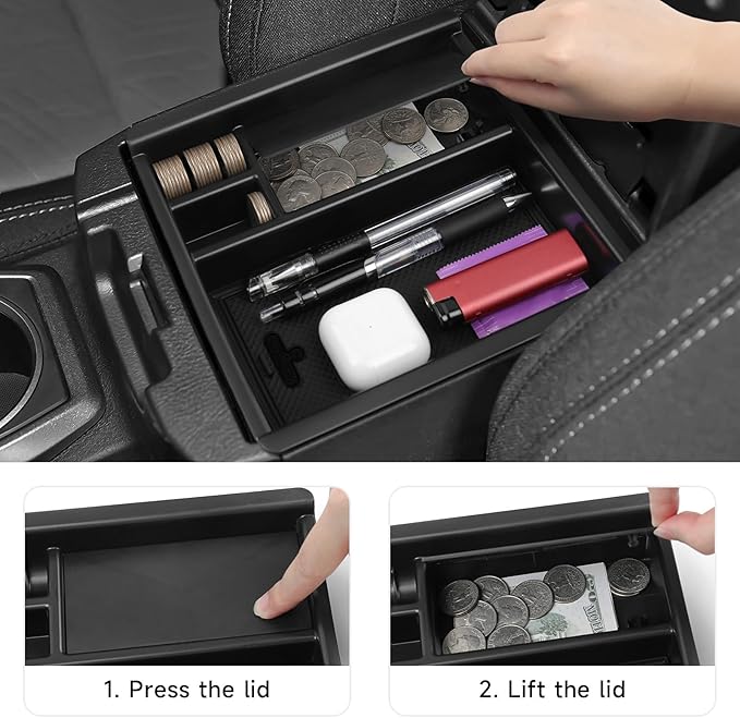 YOJOJOCO 2PCS Center Console Organizer Compatible with Toyota 2016-2020 2021 2022 2023 Tacoma Accessories ABS Material Armrest Hidden Storage Box