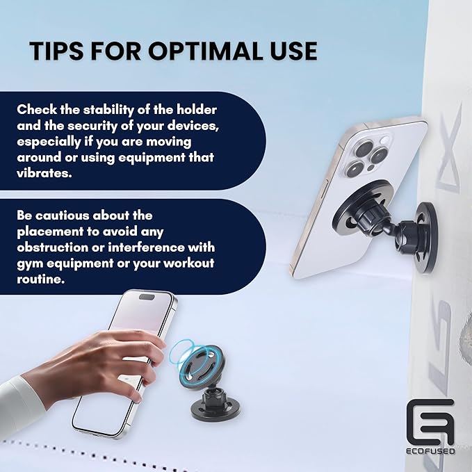 Eco-Fused Dual Magnet Phone Mount for Gym - Unleash The Powerful Magnets for Hands-Free 360° Vlogging! MagSafe Compatible, Adheres to Any Metal Surface - for Smartphones, Tripods, and Action Cameras.
