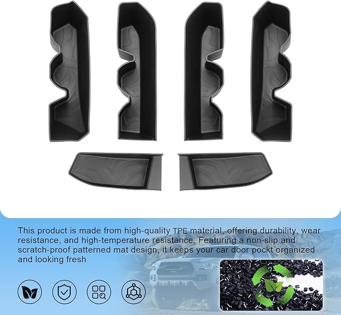 (6pcs) 2024 2025 2026 Tacoma Door Pocket Tray for Toyota Tacoma (SR5/TRD Off-Road/TRD Sport/TRD Pro/Limited/Trailhunter), Durable Door Slot Pocket Insert 2025 2026 Tacoma Accessories