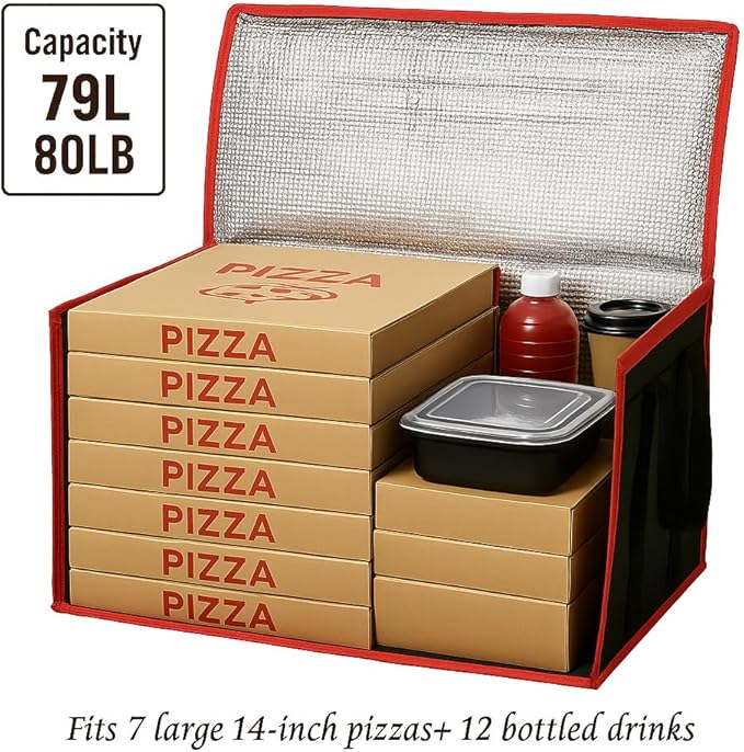 Bodaon Large 2-Pack Insulated Food Delivery Bag With Hard Bottom, XXXL Bags, Rideshare Delivery Bag, Grocery Shopping and Catering, Cold/Hot Styrofoam Carrier for Travel/Car