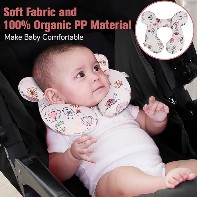 KAKIBLIN Baby Neck Pillow, Upgraded Baby Support Pillow,Babies Head Pillow,Neck Support Pillow for for Car Seat, Stroller, Pushchair,Travel (Hippo)