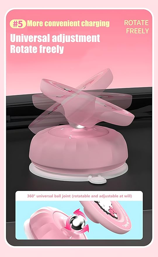 Kitty Magnetic Vacuum Phone Holder, 360° Rotating Pink Magnetic Car Mount, Cute Cat Rotating Holder, Suitable for Cars, Mirrors, Gyms, Kitchens, Hands-Free Portable Phone Holder