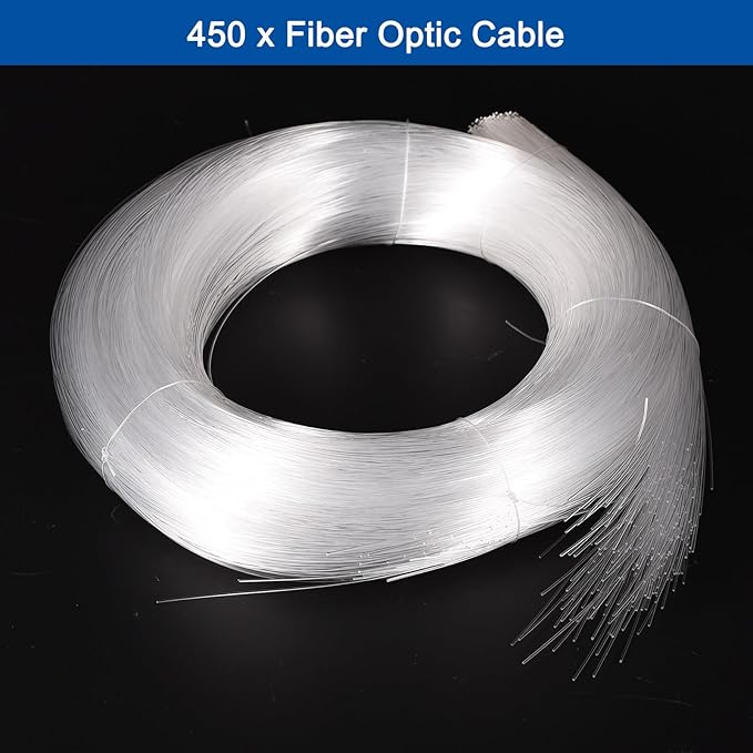 MECCANIXITY 550Pcs 13ft PMMA Mixed Fiber Optic Cable Strands 0.03 Inch Side Glow LED Illumination Crystal Cables Car Atmosphere Lights for Star Sky Roof Ceiling