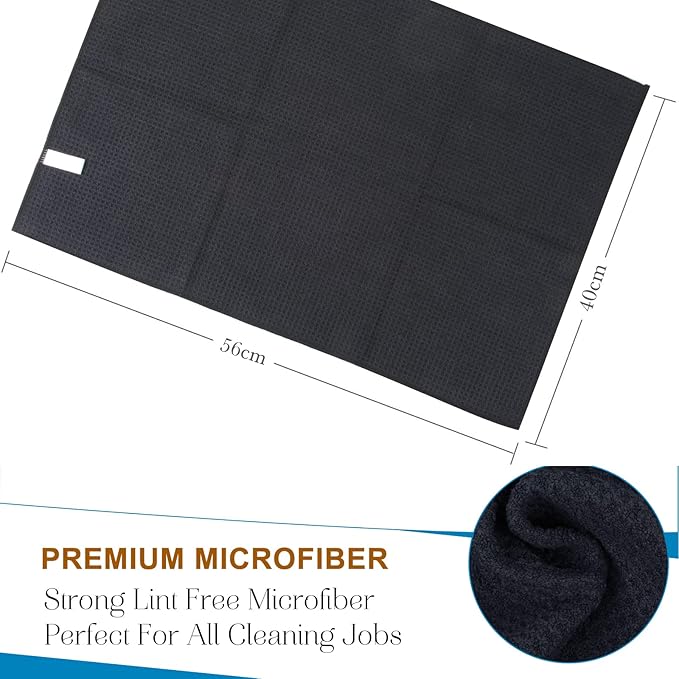 VIVOTE Microfiber Kitchen Dish Towels Waffle Weave Super Soft & Absorbent Tea Towels, Dish Cloths for Kitchen 3 Pack Black 16 x 22 Inch