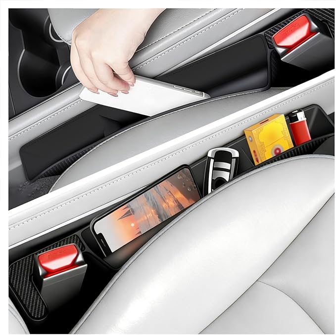 2PCS Car Seat Gap Filler Organizer with Charging Port,Upgrade Cars Gap Filler with Larger Storage Space Reducing Item Loss,Flexible No Drop Seat Guard for Car Storage Organizer