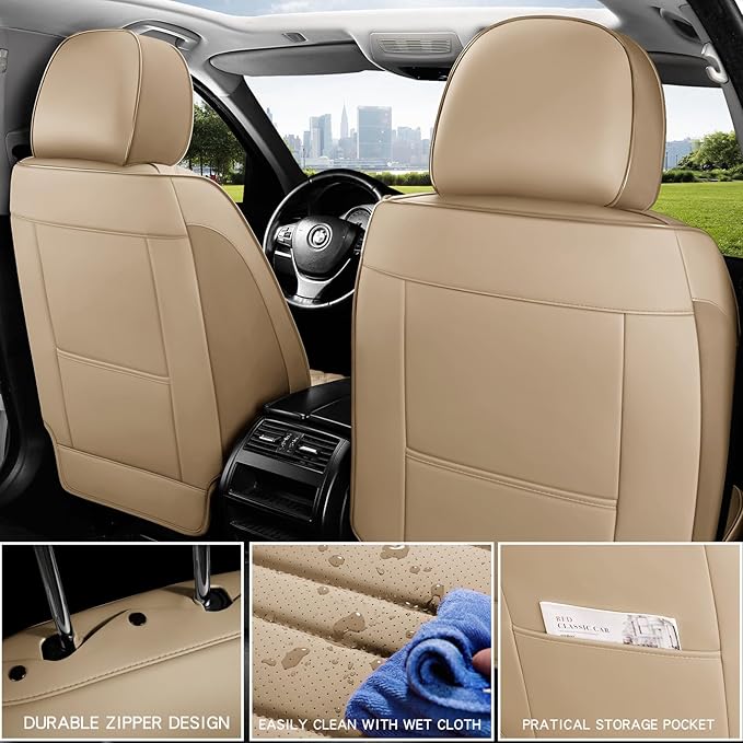 Car Seat Covers,Car Seat Protector Waterproof,Seat Covers Front, Car Seat Protectors,Automotive Seat Covers Fit for Most Cars Beige