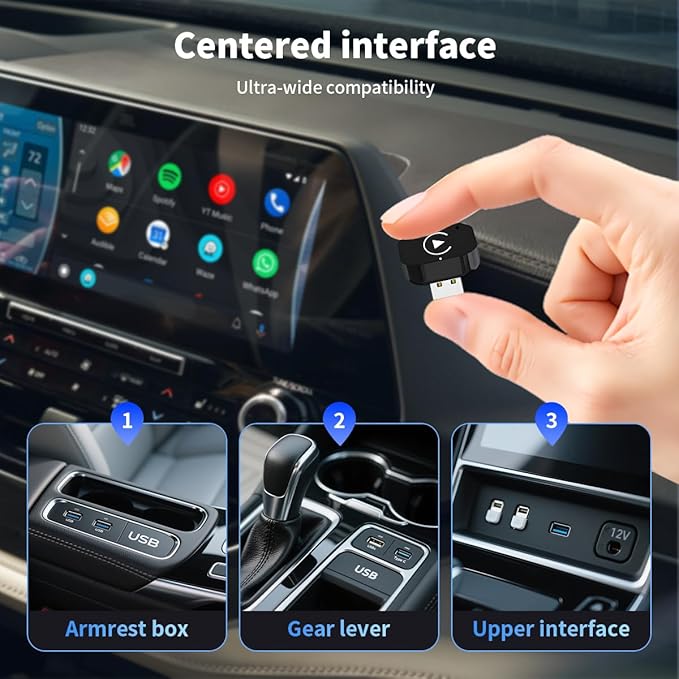 Worldlinkit 2 in 1 Wireless CarPlay and Android Auto Adapter, Supports 1000+ Car's with Built-in Wired CarPlay/Android Auto, No Delay, Stable Connection, Stable Connection Compatible with iOS 10+