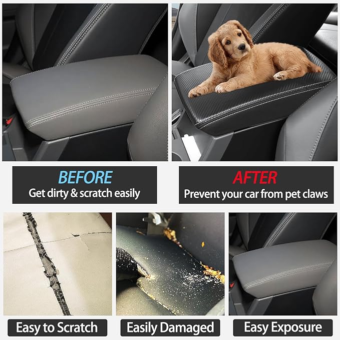 Car Leather Center Console Protector Cover Compatible with Subaru Crosstrek/Impreza 2024 Center Console Armrest Seat Box Cover Cushion Lid Protector Pad Waterproof Anti-Scratch Interior Accessories