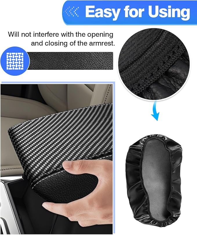 Autorder Center Console Cover for Ford Explorer 2020-2026 Accessories Armrest Cover Carbon Fiber Anti-Scratch Middle Console Pad Leather Armrest Protector