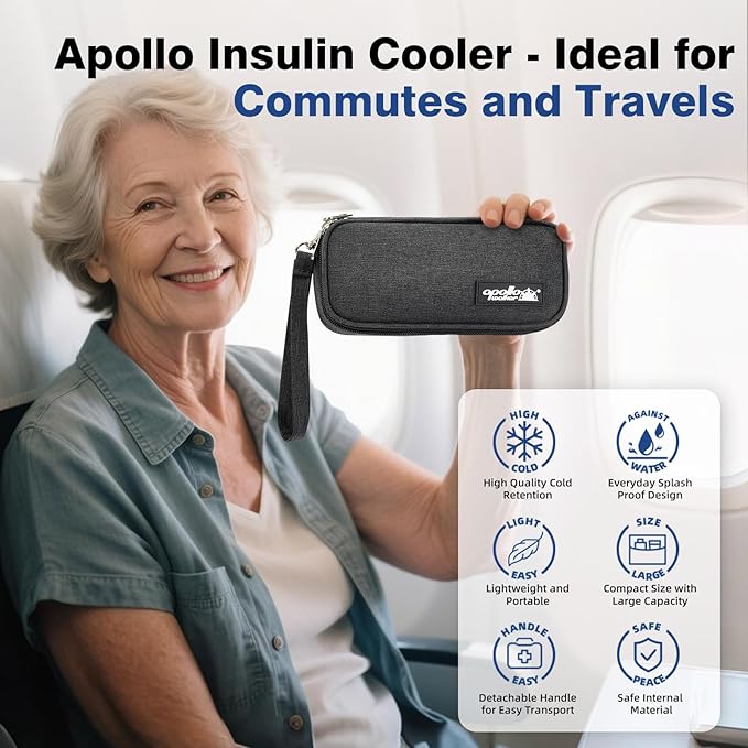 apollo walker Insulin Cooler Travel Case Diabetic Medication Cooler with Ice Packs and Insulation Liner insulin cooler travel case tsa approved