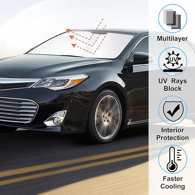 Windshield Sun Shade Custom Fit for 2013-2018 Toyota Avalon Accessories Foldable Sunshade Sun Blocker Protect Car from Sun Rays & Heat Damage Keep Car Cooler
