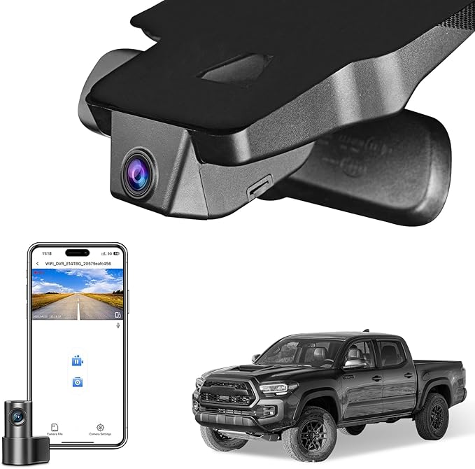 Mangoal Front 4K & Rear 1080P Dash Cam Custom fit for Toyota Tacoma 2018 2019 2020 2021 2022 2023(Model A), Limited TRD Sport Off-Road Pro SR5 SR, Integrated OEM Look,App&WiFi,128GB Card