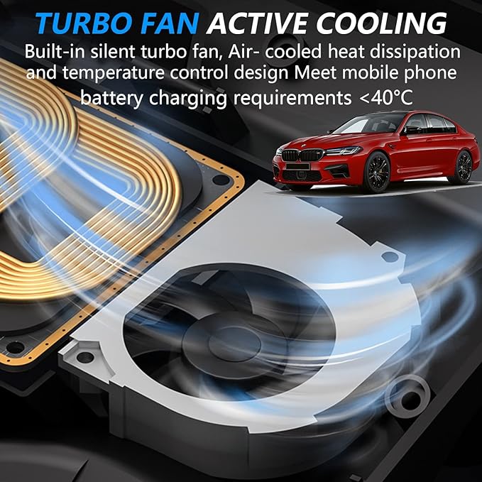 Wireless Car Charger for BMW 5 Series M5/535i/540i/550i/530e 2017-2022, for BMW 6 Series M6/640i/650i 2018-2020, 15W Qi Fast Charging Phone Charger Pad with QC3.0 USB Port for iPhone Galaxy