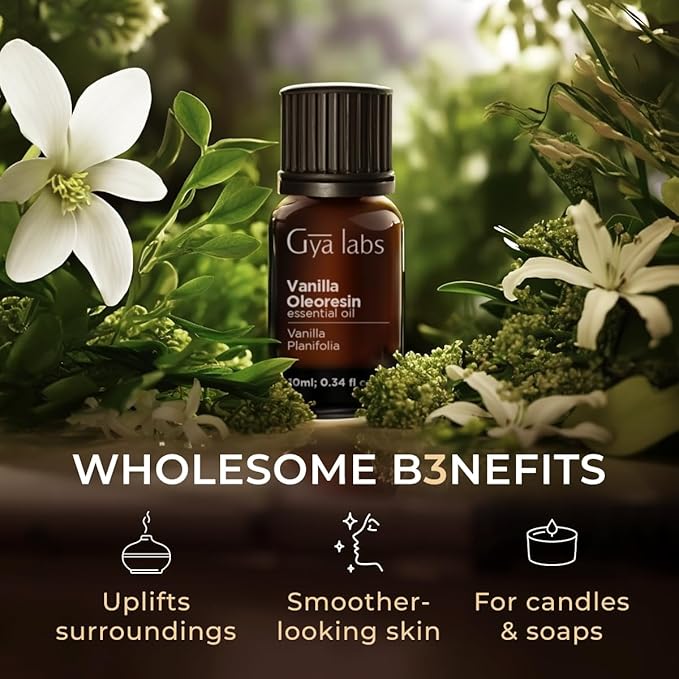 100% Pure Vanilla Essential Oil - 0.34 Fl Oz - Vanilla Oil for Hair, Skin, Diffuser, Aromatherapy & DIY Candle Making Scent
