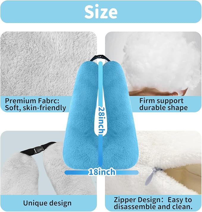 Travel Pillow, Car Pillow for Kids, Car Sleeping Pillow for Adults, Travel Pillow for Kids with Adjustable Strap, Support Head and Neck on Road Trips, Car Travel Essentials, Blue