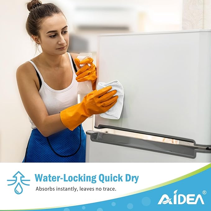 AIDEA Microfiber Cleaning Cloth White 100PK, Soft Microfiber Towels for Cars, Absorbent Cleaning Rags, Lint-Free Streak-Free Wash Cloths for House, Kitchen, Window, 11.5"×11.5"