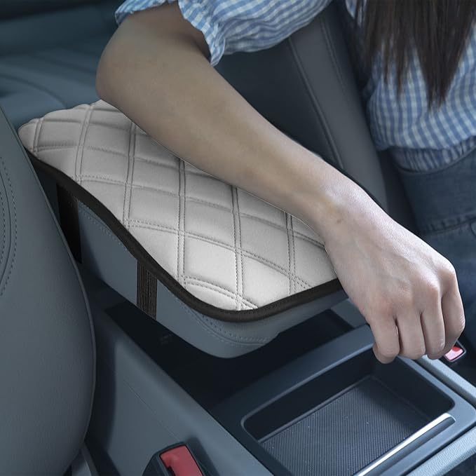 FH Group Neosupreme White Diamond Pattern Center Console Pad – Water-Resistant Armrest Cover Protector for Cars, SUVs & Trucks